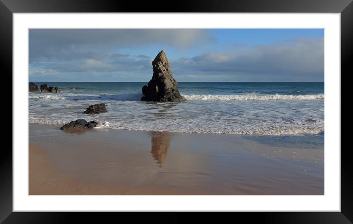 Reflections in Sand on Sango Bay Framed Mounted Print by Maria Gaellman