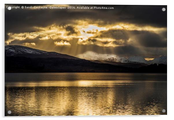 Heavenly Rays at Loch Garry Acrylic by Sandi-Cockayne ADPS