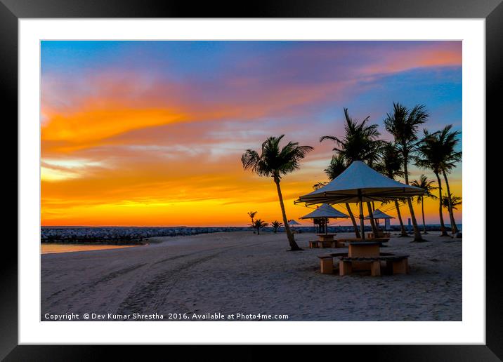 Sunset from the beach Framed Mounted Print by Dev Kumar
