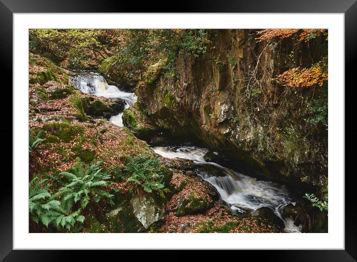 Waterfall leading to Aira Force. Cumbria, UK. Framed Mounted Print by Liam Grant