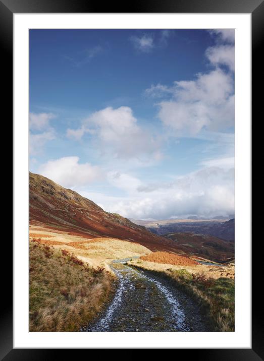 Track on the Honister Pass. Cumbria, UK. Framed Mounted Print by Liam Grant