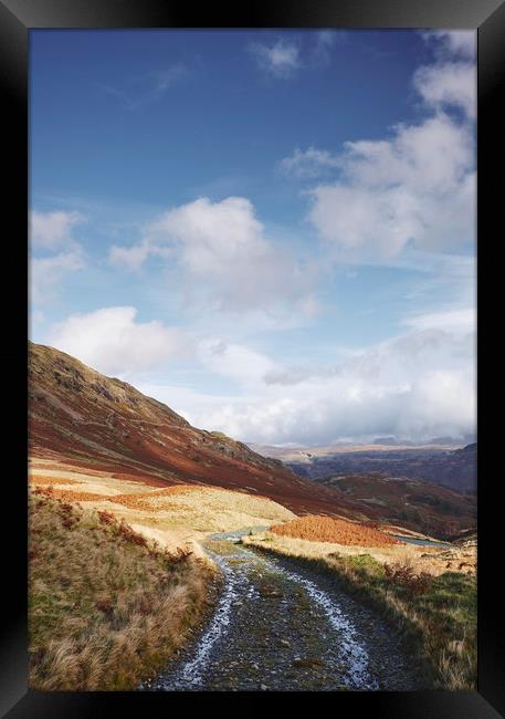 Track on the Honister Pass. Cumbria, UK. Framed Print by Liam Grant