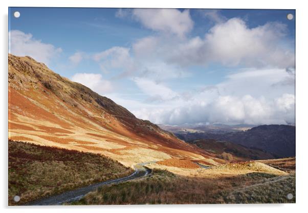Track on the Honister Pass. Cumbria, UK. Acrylic by Liam Grant