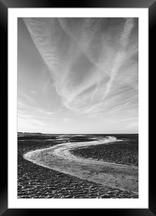 Low tide at sunset. Wells-next-the-sea, Norfolk, U Framed Mounted Print by Liam Grant