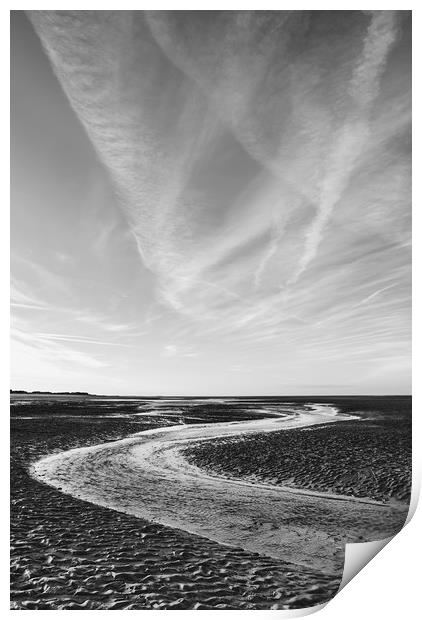 Low tide at sunset. Wells-next-the-sea, Norfolk, U Print by Liam Grant