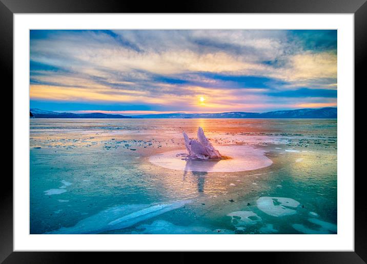 The Strange Ice Circle of Baikal Framed Mounted Print by Svetlana Korneliuk
