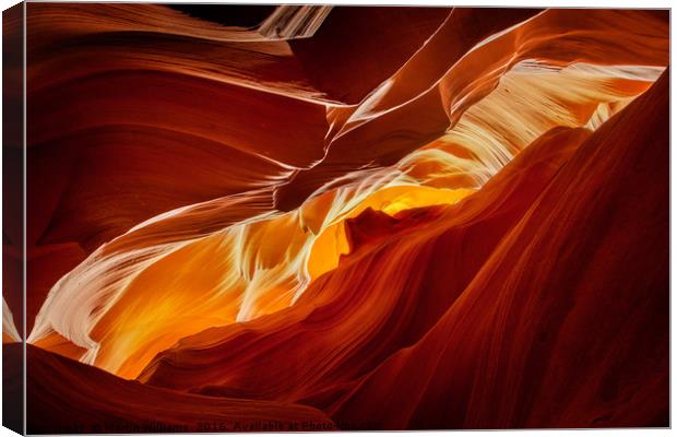 Upper Antelope Canyon - View of Monument Valley Canvas Print by Martin Williams