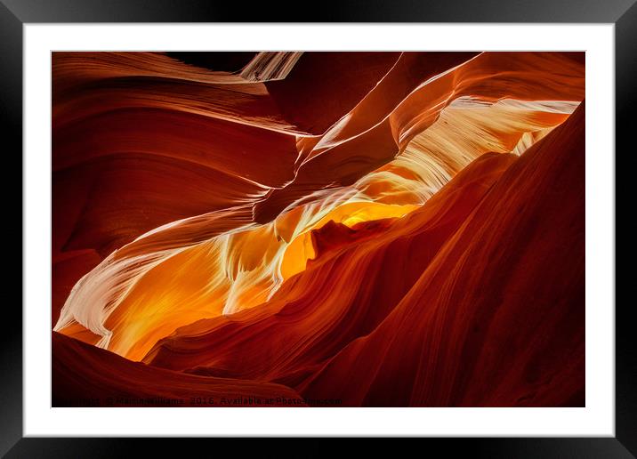 Upper Antelope Canyon - View of Monument Valley Framed Mounted Print by Martin Williams