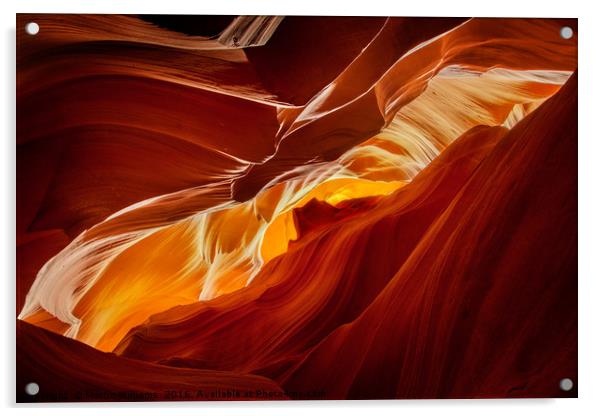 Upper Antelope Canyon - View of Monument Valley Acrylic by Martin Williams