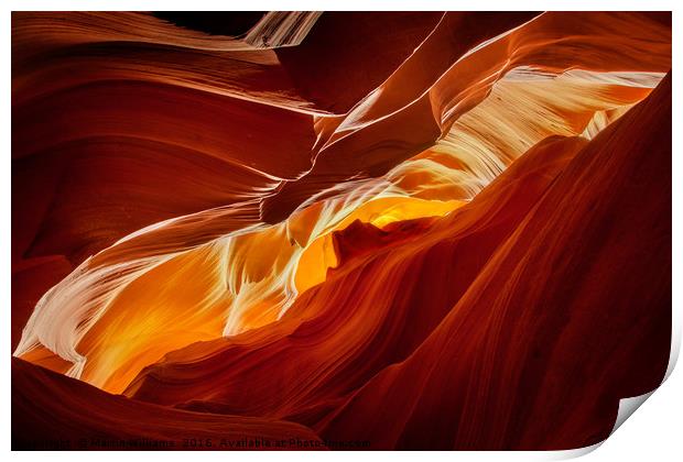 Upper Antelope Canyon - View of Monument Valley Print by Martin Williams