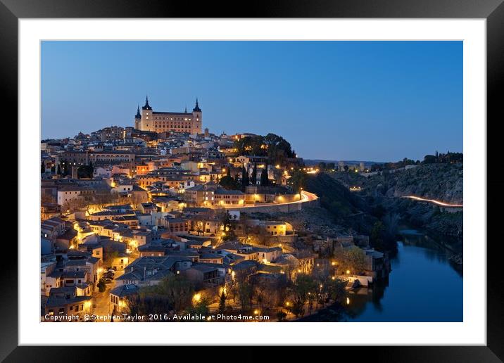 The City of Toledo after sunset Framed Mounted Print by Stephen Taylor