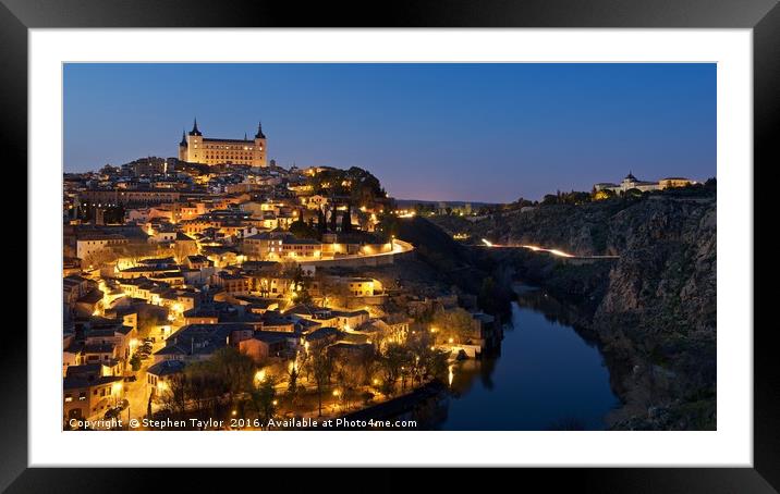 Toledo at night Framed Mounted Print by Stephen Taylor