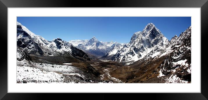 Valley Chola in mountains of Sagarmatha National P Framed Mounted Print by Sergey Fedoskin