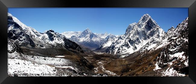 Valley Chola in mountains of Sagarmatha National P Framed Print by Sergey Fedoskin