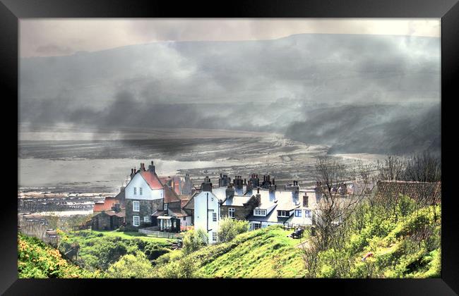 Morning Mist Robin Hoods Bay  Framed Print by Irene Burdell