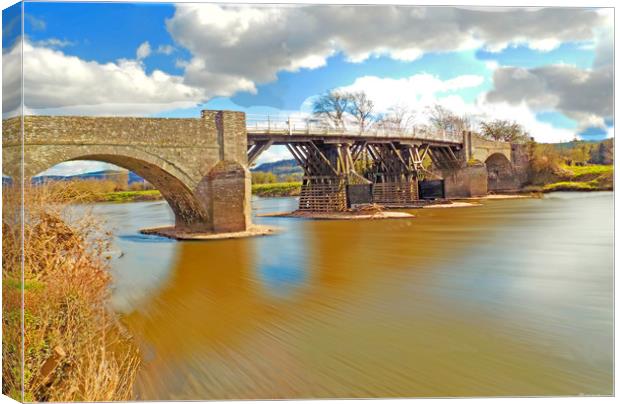 toll bridge whitney on wye herefordshire Canvas Print by paul ratcliffe