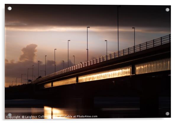 Loughor estuary road bridge Acrylic by Leighton Collins