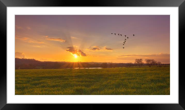 A sunset over fields Framed Mounted Print by John Allsop