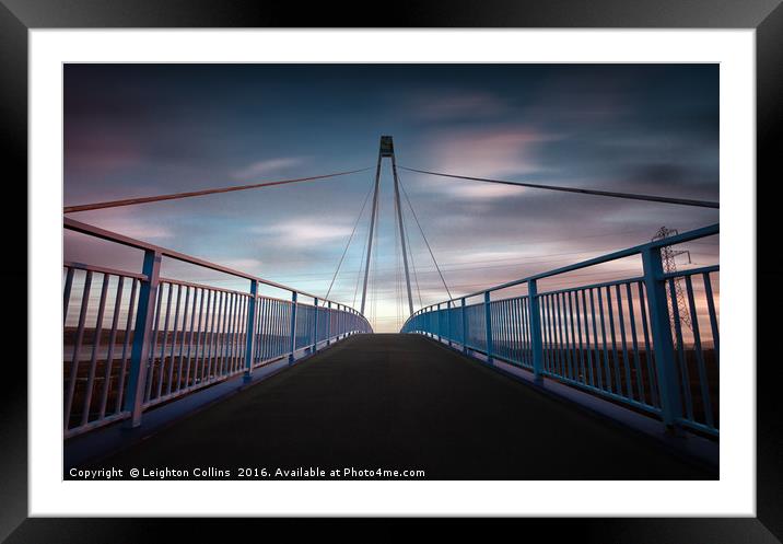 Pedestrian and cycle bridge Framed Mounted Print by Leighton Collins
