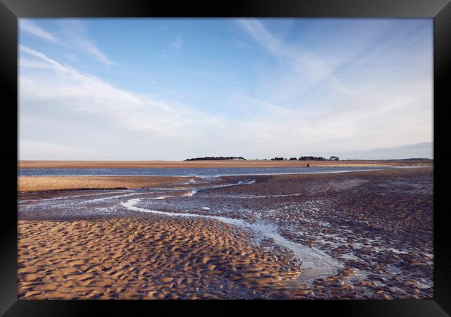 Low tide at sunset. Wells-next-the-sea, Norfolk, U Framed Print by Liam Grant