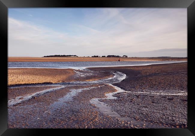 Low tide at sunset. Wells-next-the-sea, Norfolk, U Framed Print by Liam Grant