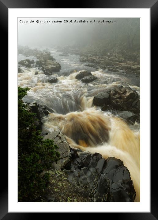 MIST ROCKS AND WATER Framed Mounted Print by andrew saxton