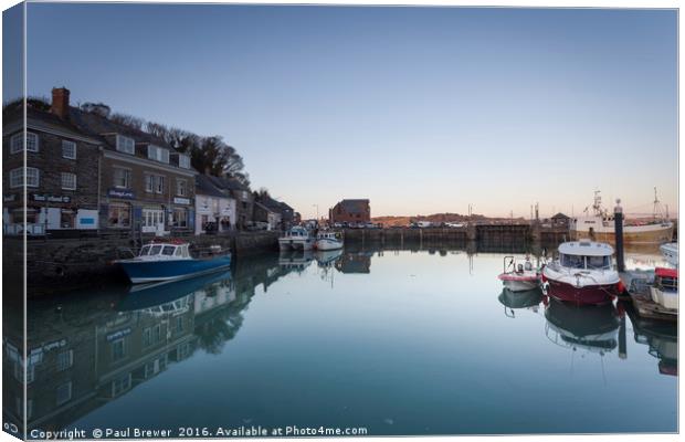 Padstow Harbour in Early Evening Canvas Print by Paul Brewer