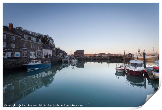 Padstow Harbour in Early Evening Print by Paul Brewer