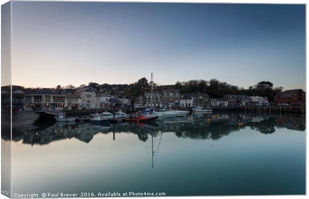 Padstow Harbour just before sunset Canvas Print by Paul Brewer