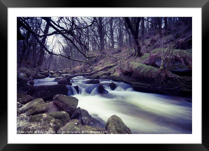 Golitha Falls on Bodmin moor Cornwall Framed Mounted Print by Paul Brewer