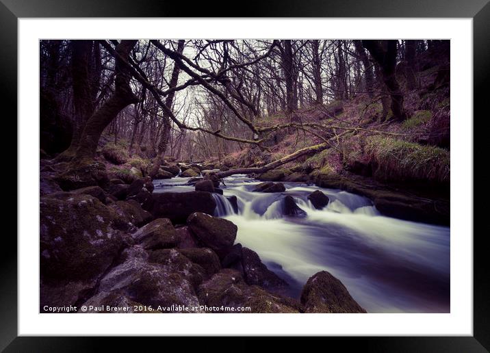 Golitha Falls on Bodmin moor Cornwall in Spring 20 Framed Mounted Print by Paul Brewer