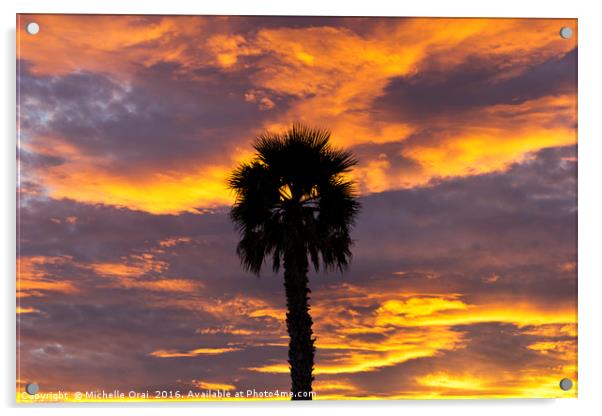 Palm Tree sunset Acrylic by Michelle Orai