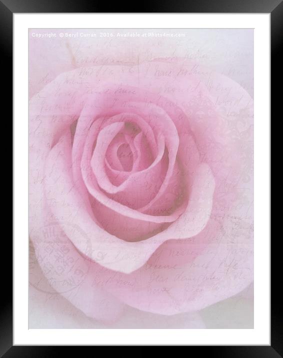 Sweethearts Rose Love Letter Framed Mounted Print by Beryl Curran