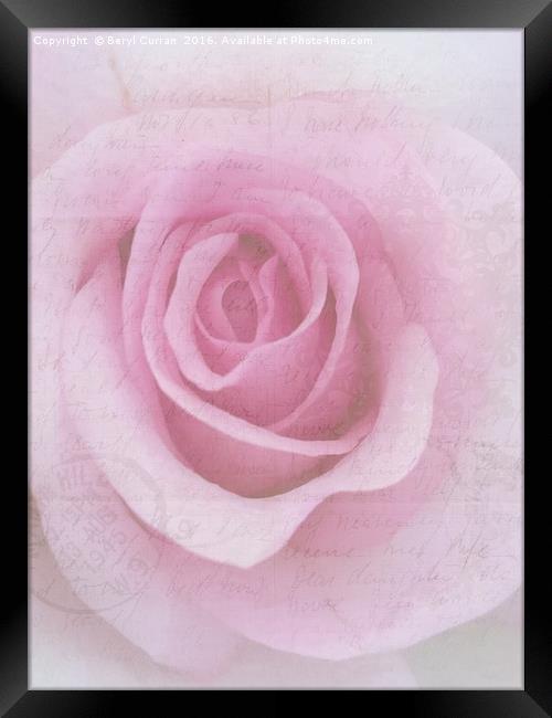 Sweethearts Rose Love Letter Framed Print by Beryl Curran