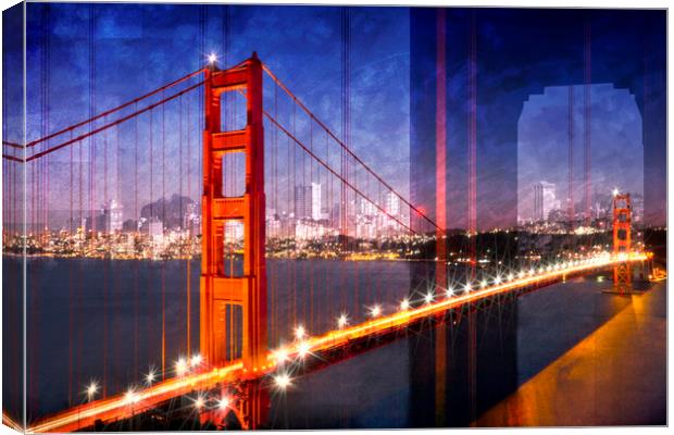 City Art Golden Gate Bridge Composing Canvas Print by Melanie Viola