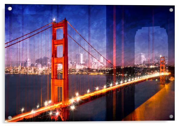 City Art Golden Gate Bridge Composing Acrylic by Melanie Viola