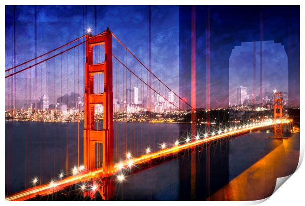 City Art Golden Gate Bridge Composing Print by Melanie Viola