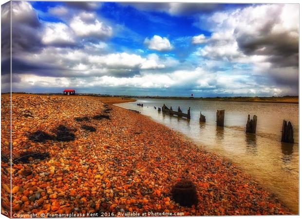 Rye harbour nature reserve with the lonely beach h Canvas Print by Framemeplease UK