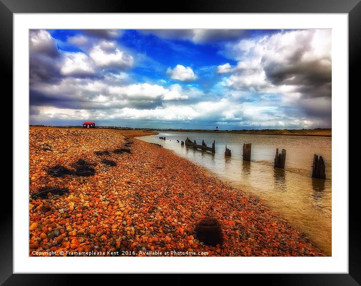 Rye harbour nature reserve with the lonely beach h Framed Mounted Print by Framemeplease UK