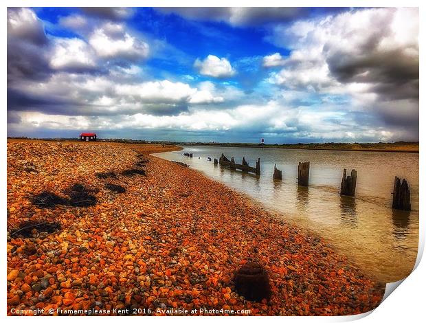 Rye harbour nature reserve with the lonely beach h Print by Framemeplease UK