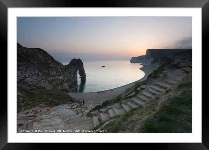 Durdle Door Dorset Sunset on a Spring evening  Framed Mounted Print by Paul Brewer