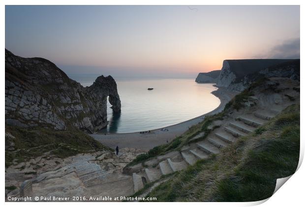 Durdle Door Dorset Sunset on a Spring evening  Print by Paul Brewer