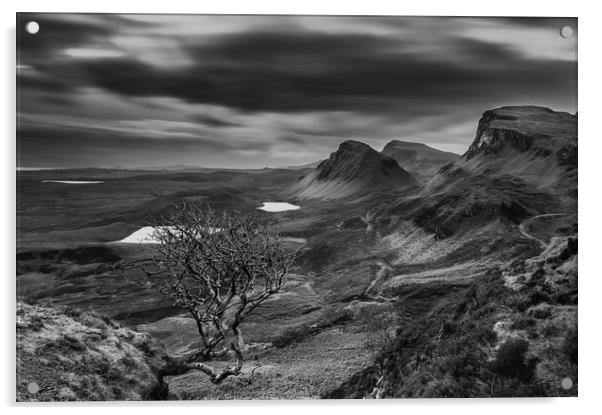 The Quiraing (Black and White) Acrylic by Paul Andrews