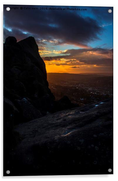 Ilkley Moor Sunset Acrylic by Colin irwin