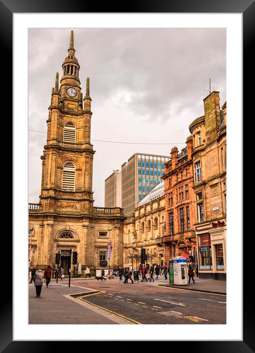 Glasgow Street Scene Framed Mounted Print by Antony McAulay