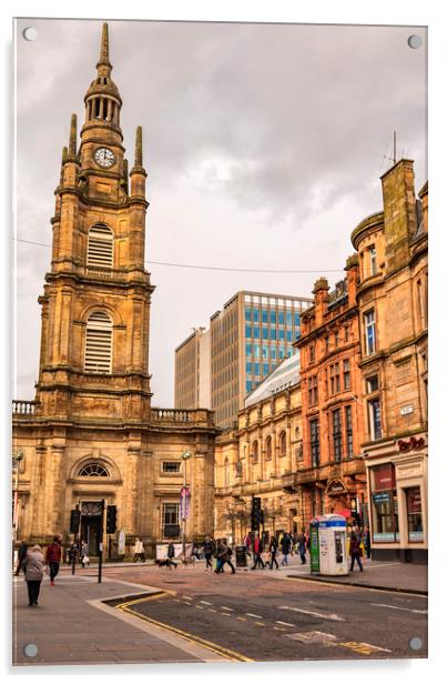 Glasgow Street Scene Acrylic by Antony McAulay
