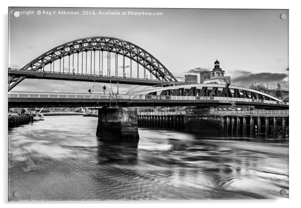 Newcastle Bridges Acrylic by Reg K Atkinson