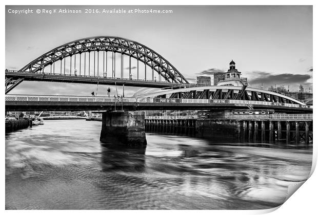Newcastle Bridges Print by Reg K Atkinson
