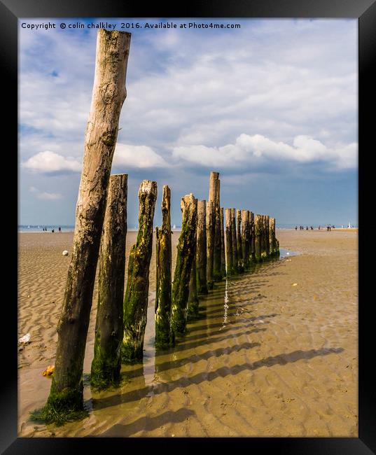 Mid Beach Breakwater at West Wittering Framed Print by colin chalkley