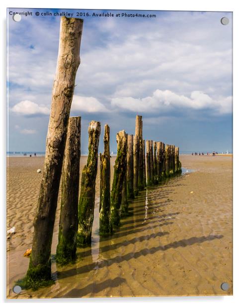 Mid Beach Breakwater at West Wittering Acrylic by colin chalkley